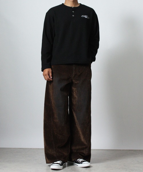 NYLAUS（ナイラス）の「【NYS】ボーンプリント ワッフル ヘンリーネック Tシャツ 長袖 骨プリント（Tシャツ/カットソー・メンズ・ブラック/カモフラージュ/ホワイト・L/M）」の18枚目の写真