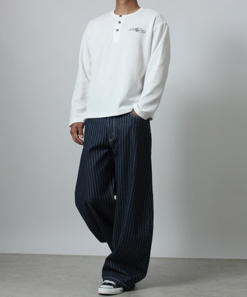NYLAUS（ナイラス）の「【NYS】ボーンプリント ワッフル ヘンリーネック Tシャツ 長袖 骨プリント（Tシャツ/カットソー・メンズ・ブラック/カモフラージュ/ホワイト・L/M）」の10枚目の写真