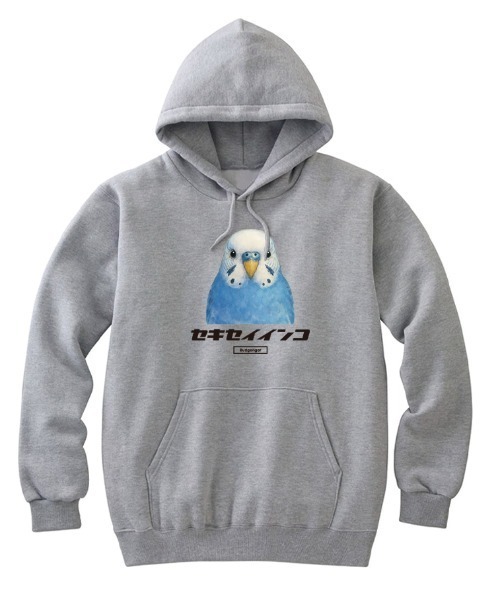 Moftique(モフティック)の「Moftique(モフティック) プルパーカー スウェット 裏毛 セキセイインコ 鳥 ペット アニマル プリント トップス レディース ユニセックス(パーカー・レディース・ヘザーグレー/ホワイト/ブラック・XS/S)」の3枚目の写真