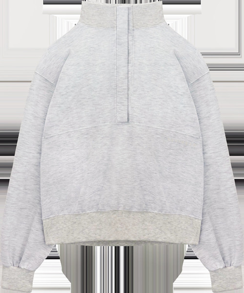 DEVIWEAR(デヴィウェア)の「ハイネック ヘンリー スウェット DEVI-T0166-メランジホワイト(スウェット・レディース・ライトグレー・FREE)」の1枚目の写真