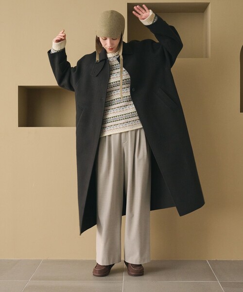 BEAUTY&YOUTH UNITED ARROWS(ビューティーアンドユースユナイテッドアローズ)の「リバー ステンカラー ロングコート(ステンカラーコート・レディース・ダークグレー/その他1/ダークブラウン・XS/M/S)」の10枚目の写真