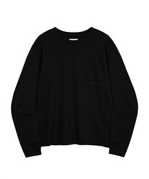 フィンガーホールステッチ長袖(ブラック)