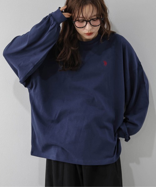 La-gemme(ラジェム)の「U.S. POLO ASSN. 別注 ワンポイント刺繍オーバーサイズロンT(Tシャツ/カットソー・レディース・ブラック/ブラウン/ネイビー/ホワイト/グレー・フリー)」の5枚目の写真