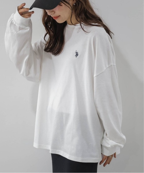 La-gemme(ラジェム)の「U.S. POLO ASSN. 別注 ワンポイント刺繍オーバーサイズロンT(Tシャツ/カットソー・レディース・ブラック/ブラウン/ネイビー/ホワイト/グレー・フリー)」の7枚目の写真