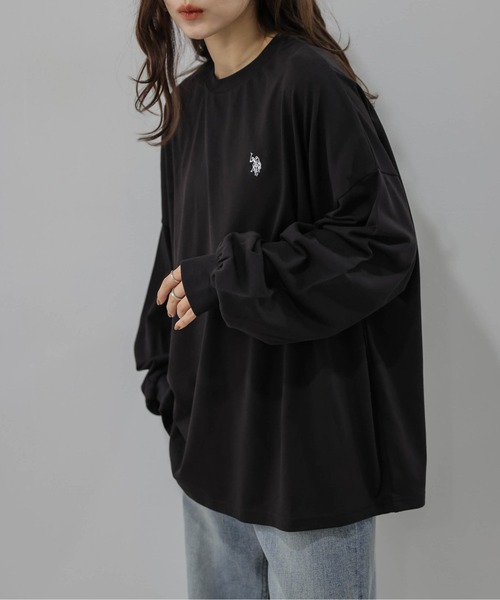 La-gemme(ラジェム)の「U.S. POLO ASSN. 別注 ワンポイント刺繍オーバーサイズロンT(Tシャツ/カットソー・レディース・ブラック/ブラウン/ネイビー/ホワイト/グレー・フリー)」の10枚目の写真