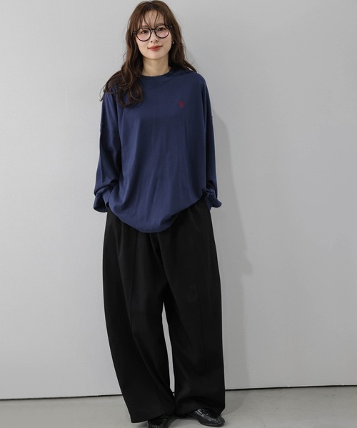 La-gemme(ラジェム)の「U.S. POLO ASSN. 別注 ワンポイント刺繍オーバーサイズロンT(Tシャツ/カットソー・レディース・ブラック/ブラウン/ネイビー/ホワイト/グレー・フリー)」の19枚目の写真
