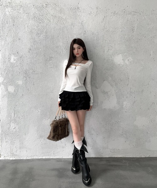 VEILA(ヴェイラ)の「アシンメトリーデザイントップス(Tシャツ/カットソー・レディース・ホワイト/ブラック/グレー・S/M/L)」の12枚目の写真