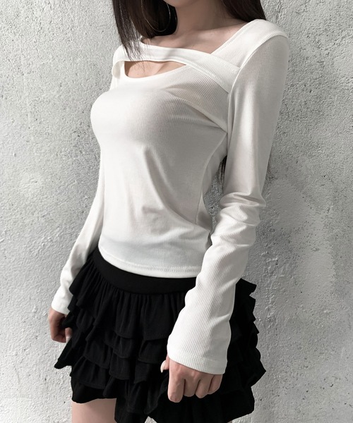 VEILA(ヴェイラ)の「アシンメトリーデザイントップス(Tシャツ/カットソー・レディース・ホワイト/ブラック/グレー・S/M/L)」の10枚目の写真