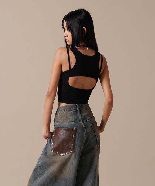 DeEVA（ディーヴァ）の「DeEVA/ディーヴァ/CUTOUT LACE-UP TANK（タンクトップ・レディース・ブラック/グレー・F）」の4枚目の写真