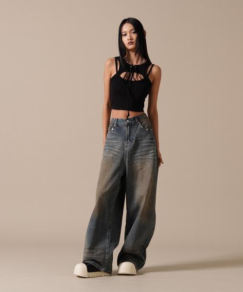 DeEVA（ディーヴァ）の「DeEVA/ディーヴァ/CUTOUT LACE-UP TANK（タンクトップ・レディース・ブラック/グレー・F）」の5枚目の写真