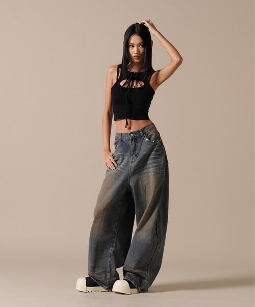 DeEVA（ディーヴァ）の「DeEVA/ディーヴァ/CUTOUT LACE-UP TANK（タンクトップ・レディース・ブラック/グレー・F）」の6枚目の写真