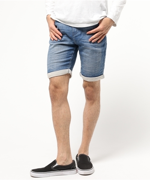 VENCEEXCHANGE(ヴァンスエクスチェンジ)の「ドビーデニムショートパンツ (デニムパンツ・メンズ・ダークネイビー/ライトブルー・SMALL/LARGE/MEDIUM)」の1枚目の写真