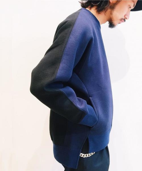 EN ROUTE（アンルート）の「ENR ダンボールニットバイカラープルオーバー（スウェット・メンズ・Black/Navy・2/1/3）」の2枚目の写真