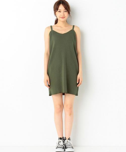 Another Edition（アナザーエディション）の「ワッフルキャミ＆チュールワンピース/AEMBC　ワッフルCAMI＆チュールOP◆（ワンピース・レディース・ブラック/ピンク/オリーブ・FREE）」の4枚目の写真