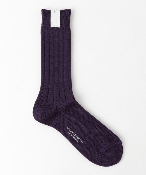 BEAUTY&YOUTH UNITED ARROWS(ビューティーアンドユースユナイテッドアローズ)の「BY シルケット リブ ソックス ◆(ソックス/靴下・メンズ・ピンク/ホワイト/その他1/ブラック/パープル・フリー)」の4枚目の写真
