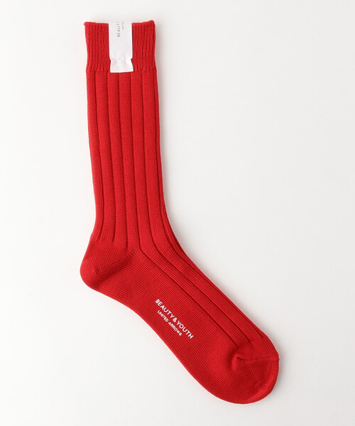 BEAUTY&YOUTH UNITED ARROWS（ビューティーアンドユースユナイテッドアローズ）の「BY シルケット リブ ソックス ◇:（ソックス/靴下・メンズ・ホワイト/ブラック/レッド/その他1/オレンジ/コバルトブルー/パープル/ピンク・フリー）」の7枚目の写真
