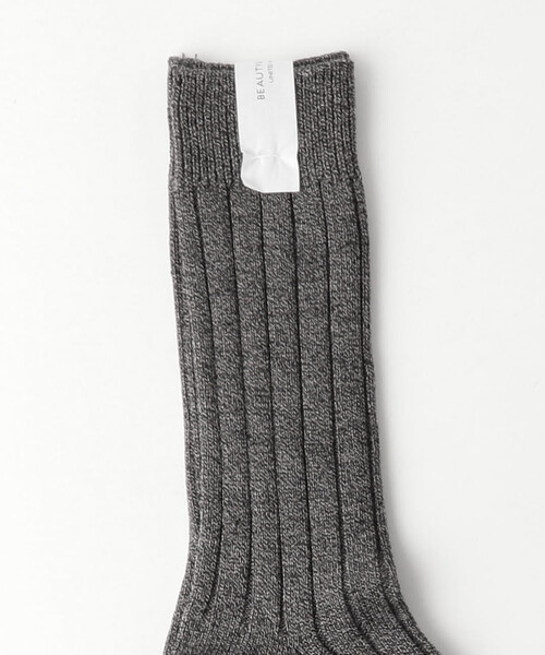 BEAUTY&YOUTH UNITED ARROWS(ビューティーアンドユースユナイテッドアローズ)の「BY シルケット リブ ソックス ◆(ソックス/靴下・メンズ・ピンク/ホワイト/その他1/ブラック/パープル・フリー)」の6枚目の写真