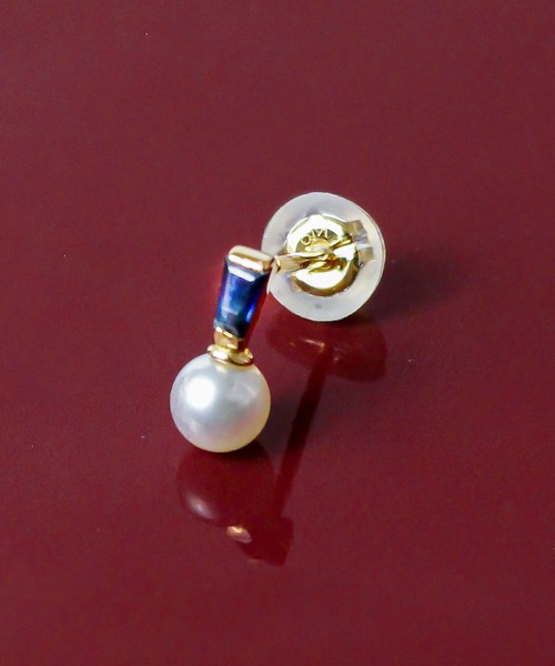 little emblem(リトルエンブレム)の「パール×サファイアピアス(ピアス(片耳用))」|ゴールド