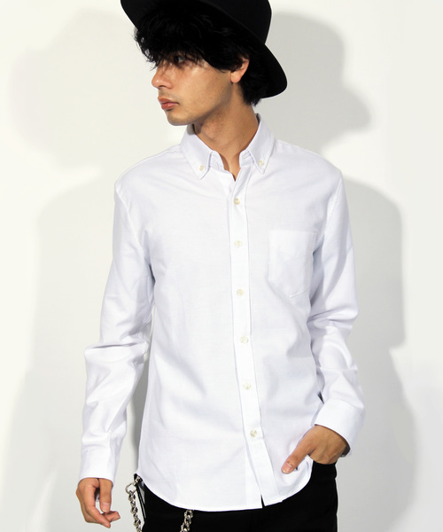 ８(eight)（エイト）の「オックスフォードシャツ 長袖シャツ コットン（シャツ/ブラウス・メンズ・グレー/ホワイト/ピンク/ブラック/ブルー・MEDIUM/LARGE/X-LARGE）」の2枚目の写真