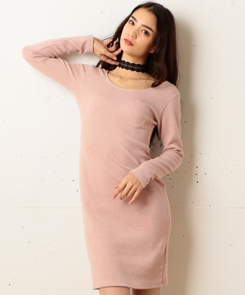 Royal Party ロイヤルパーティー の チョーカー付きタイトリブワンピース ワンピース Wear