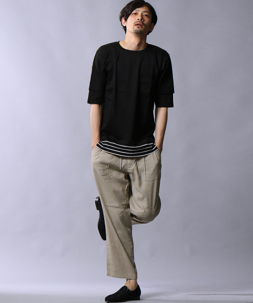 5351 POUR LES HOMMES(ゴーサンゴーイチプールオム)の「NORTHERN LINEN製品染めワイドパンツ(その他パンツ・メンズ・ベージュ/ブラック/キャメル・46/48/44)」の9枚目の写真