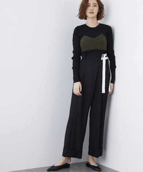 STUDIOUS（ステュディオス）の「オペラニットビスチェ（その他トップス・レディース・カーキ/チャコールグレー/オフホワイト・FREE）」の5枚目の写真