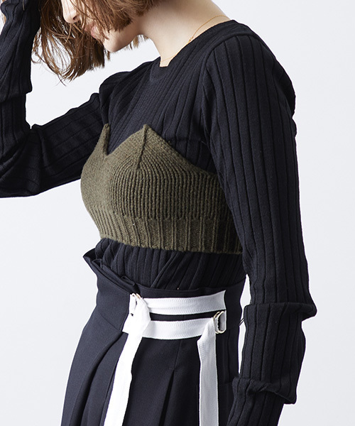 STUDIOUS（ステュディオス）の「オペラニットビスチェ（その他トップス・レディース・カーキ/チャコールグレー/オフホワイト・FREE）」の8枚目の写真