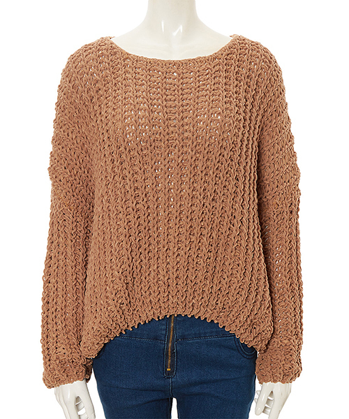 fifth(フィフス)の「鍵編みニットプルオーバー(ニット/セーター・レディース・ブラック/ネイビー/グレー/スモークピンク/キャメル/オフホワイト/ブラウン・MEDIUM)」の6枚目の写真