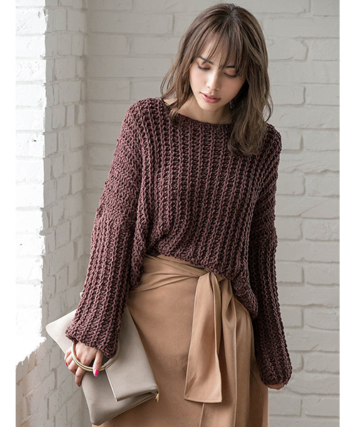 fifth(フィフス)の「鍵編みニットプルオーバー(ニット/セーター・レディース・ブラック/ネイビー/グレー/スモークピンク/キャメル/オフホワイト/ブラウン・MEDIUM)」の4枚目の写真