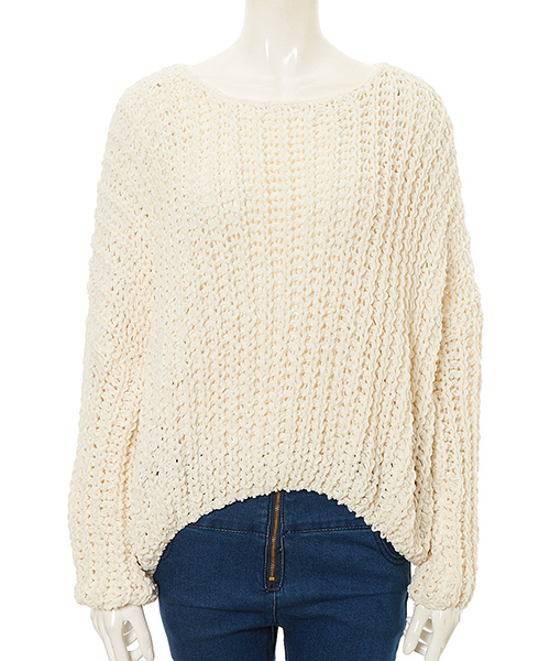 fifth(フィフス)の「鍵編みニットプルオーバー(ニット/セーター・レディース・ブラック/ネイビー/グレー/スモークピンク/キャメル/オフホワイト/ブラウン・MEDIUM)」の2枚目の写真