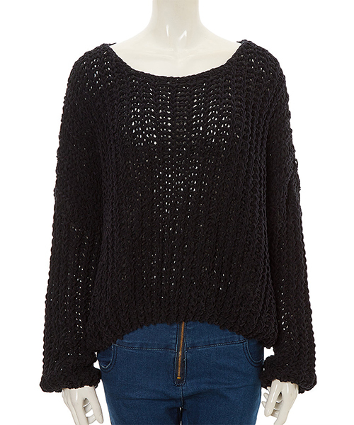 fifth(フィフス)の「鍵編みニットプルオーバー(ニット/セーター・レディース・ブラック/ネイビー/グレー/スモークピンク/キャメル/オフホワイト/ブラウン・MEDIUM)」の3枚目の写真