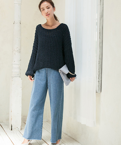 fifth(フィフス)の「鍵編みニットプルオーバー(ニット/セーター・レディース・ブラック/ネイビー/グレー/スモークピンク/キャメル/オフホワイト/ブラウン・MEDIUM)」の16枚目の写真