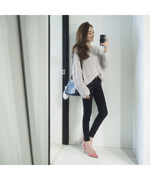 fifth(フィフス)の「鍵編みニットプルオーバー(ニット/セーター・レディース・ブラック/ネイビー/グレー/スモークピンク/キャメル/オフホワイト/ブラウン・MEDIUM)」の9枚目の写真