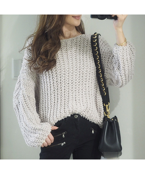 fifth(フィフス)の「鍵編みニットプルオーバー(ニット/セーター・レディース・ブラック/ネイビー/グレー/スモークピンク/キャメル/オフホワイト/ブラウン・MEDIUM)」の8枚目の写真