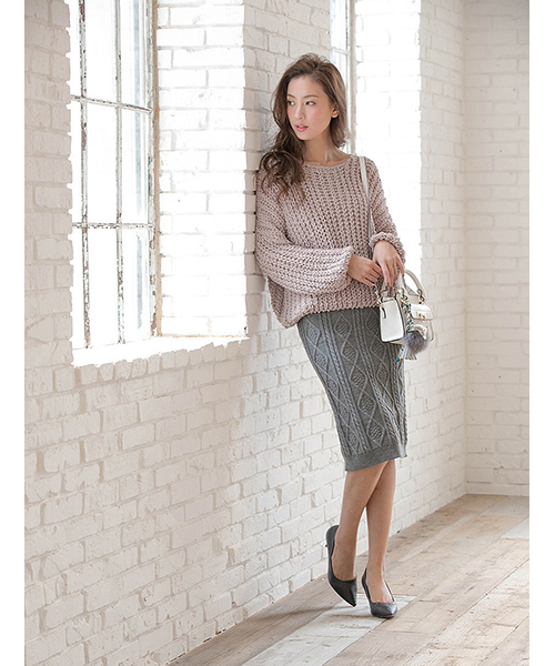 fifth(フィフス)の「鍵編みニットプルオーバー(ニット/セーター・レディース・ブラック/ネイビー/グレー/スモークピンク/キャメル/オフホワイト/ブラウン・MEDIUM)」の21枚目の写真