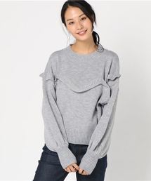 ボリューム袖フリルニット