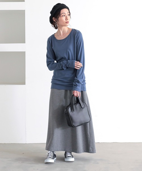 n'OrLABEL（ノアールレーベル）の「『ラフロングスカート』（スカート・レディース・ブラック/ネイビー/杢グレー/スモークピンク/カーキ・FREE）」の20枚目の写真