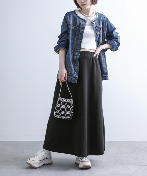 n'OrLABEL（ノアールレーベル）の「『ラフロングスカート』（スカート・レディース・ブラック/ネイビー/杢グレー/スモークピンク/カーキ・FREE）」の9枚目の写真