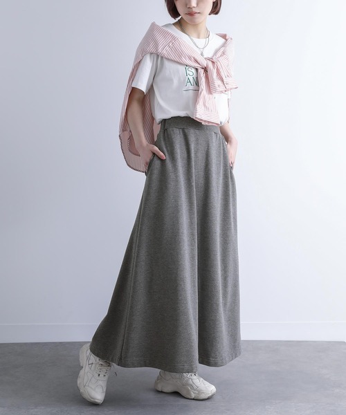 n'OrLABEL（ノアールレーベル）の「『ラフロングスカート』（スカート・レディース・ブラック/ネイビー/杢グレー/スモークピンク/カーキ・FREE）」の13枚目の写真
