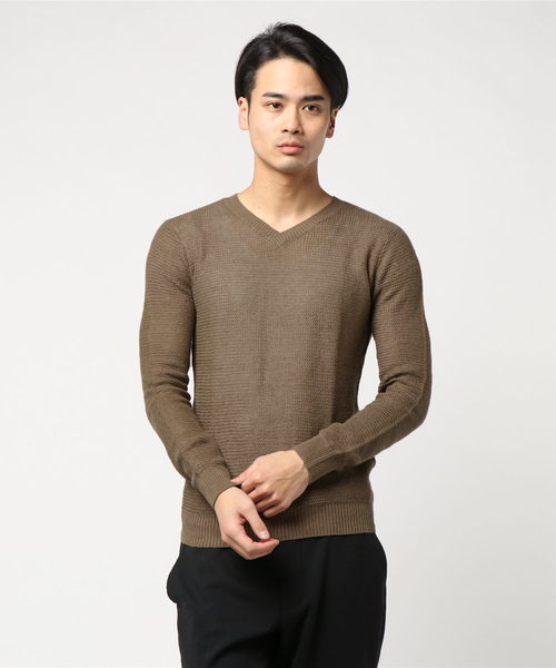 MONSIEUR NICOLE（ムッシュニコル）の「グラフィックジャカード クルーネックニット（ニット/セーター・メンズ・インディゴブルー/ブラック/グレー/ベージュ/ブルー/ピンク/ホワイト・LARGE/MEDIUM/M/L/XL）」の4枚目の写真