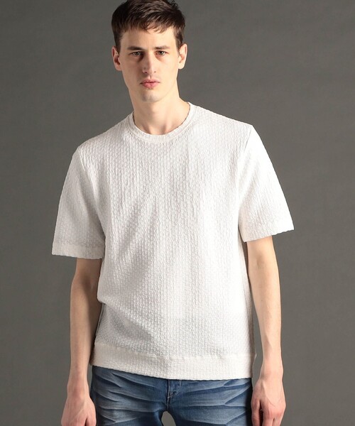 MONSIEUR NICOLE（ムッシュニコル）の「グラフィックジャカード クルーネックニット（ニット/セーター・メンズ・インディゴブルー/ブラック/グレー/ベージュ/ブルー/ピンク/ホワイト・LARGE/MEDIUM/M/L/XL）」の2枚目の写真