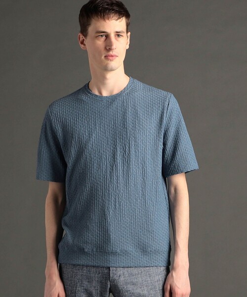 MONSIEUR NICOLE（ムッシュニコル）の「グラフィックジャカード クルーネックニット（ニット/セーター・メンズ・インディゴブルー/ブラック/グレー/ベージュ/ブルー/ピンク/ホワイト・LARGE/MEDIUM/M/L/XL）」の6枚目の写真