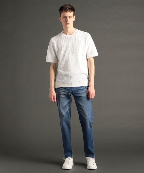 MONSIEUR NICOLE（ムッシュニコル）の「グラフィックジャカード クルーネックニット（ニット/セーター・メンズ・インディゴブルー/ブラック/グレー/ベージュ/ブルー/ピンク/ホワイト・LARGE/MEDIUM/M/L/XL）」の19枚目の写真