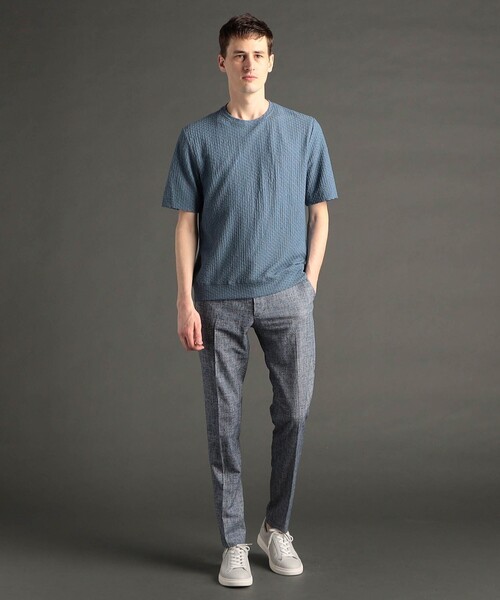 MONSIEUR NICOLE（ムッシュニコル）の「グラフィックジャカード クルーネックニット（ニット/セーター・メンズ・インディゴブルー/ブラック/グレー/ベージュ/ブルー/ピンク/ホワイト・LARGE/MEDIUM/M/L/XL）」の17枚目の写真