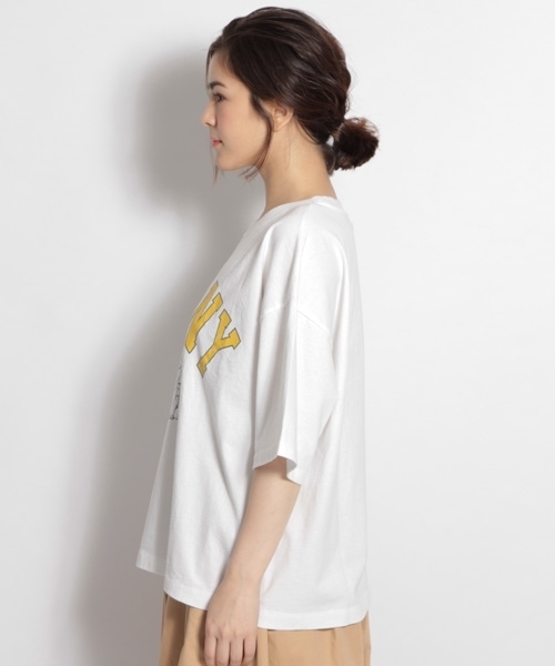 niko and...（ニコアンド）の「コットンフラッグアニマルカーブTシャツ（Tシャツ/カットソー・レディース・ホワイト/カーキ/ネイビー・FREE）」の8枚目の写真