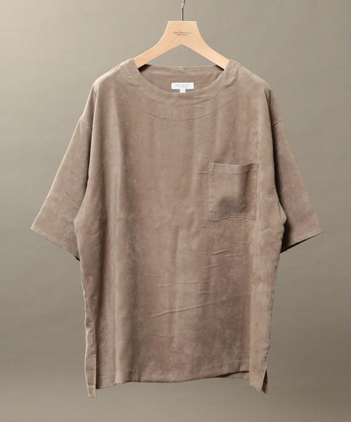 BEAUTY&YOUTH UNITED ARROWS(ビューティーアンドユースユナイテッドアローズ)の「BY スエードタッチ ワイドフォルム ハーフスリーブ カットソー ◆(Tシャツ/カットソー・メンズ・ライトグレー/ダークグリーン/ネイビー・SMALL/MEDIUM/LARGE/X-LARGE)」の1枚目の写真