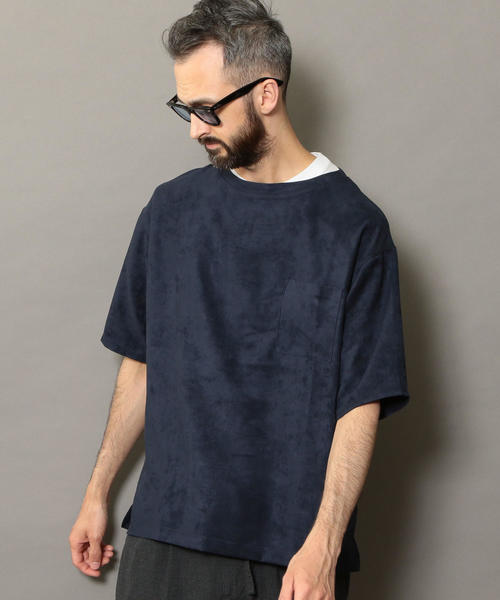 BEAUTY&YOUTH UNITED ARROWS(ビューティーアンドユースユナイテッドアローズ)の「BY スエードタッチ ワイドフォルム ハーフスリーブ カットソー ◆(Tシャツ/カットソー・メンズ・ライトグレー/ダークグリーン/ネイビー・SMALL/MEDIUM/LARGE/X-LARGE)」の4枚目の写真