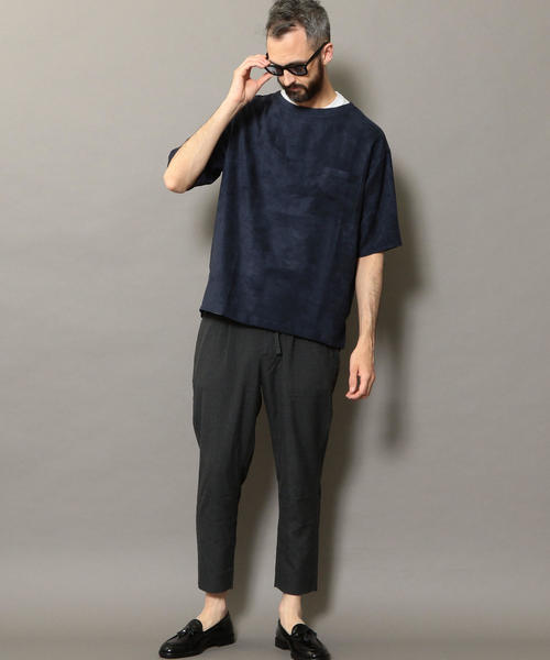 BEAUTY&YOUTH UNITED ARROWS(ビューティーアンドユースユナイテッドアローズ)の「BY スエードタッチ ワイドフォルム ハーフスリーブ カットソー ◆(Tシャツ/カットソー・メンズ・ライトグレー/ダークグリーン/ネイビー・SMALL/MEDIUM/LARGE/X-LARGE)」の7枚目の写真