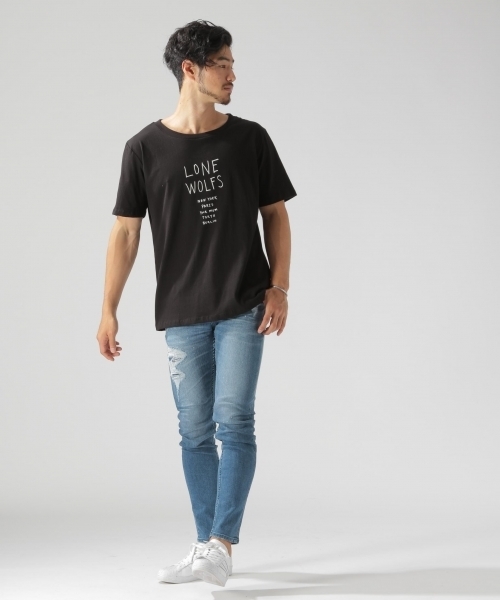 BAYFLOW(ベイフロー)の「【LONE WOLFS(ローンウルフズ)】ロゴ TEE(Tシャツ/カットソー・メンズ・ホワイト/ブラック・MEDIUM/LARGE)」の4枚目の写真