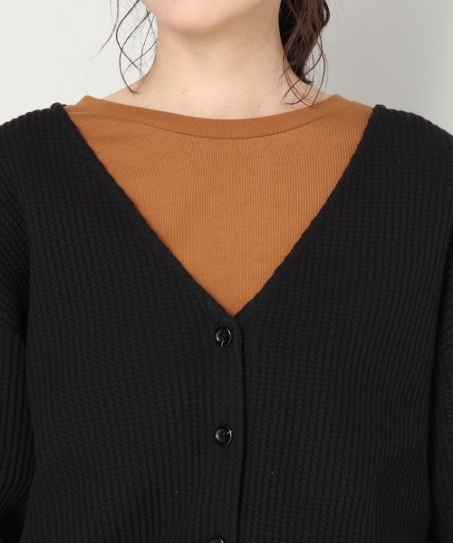 LOWRYS FARM（ローリーズファーム）の「ワッフルカーデ　806115（カーディガン/ボレロ・レディース・オフホワイト/ブラック/ベージュ/レッド・FREE）」の8枚目の写真
